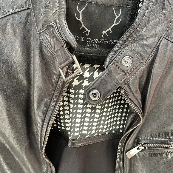 Bod & Christensen Black 100% Leather Jacket Small Jackets & Coats